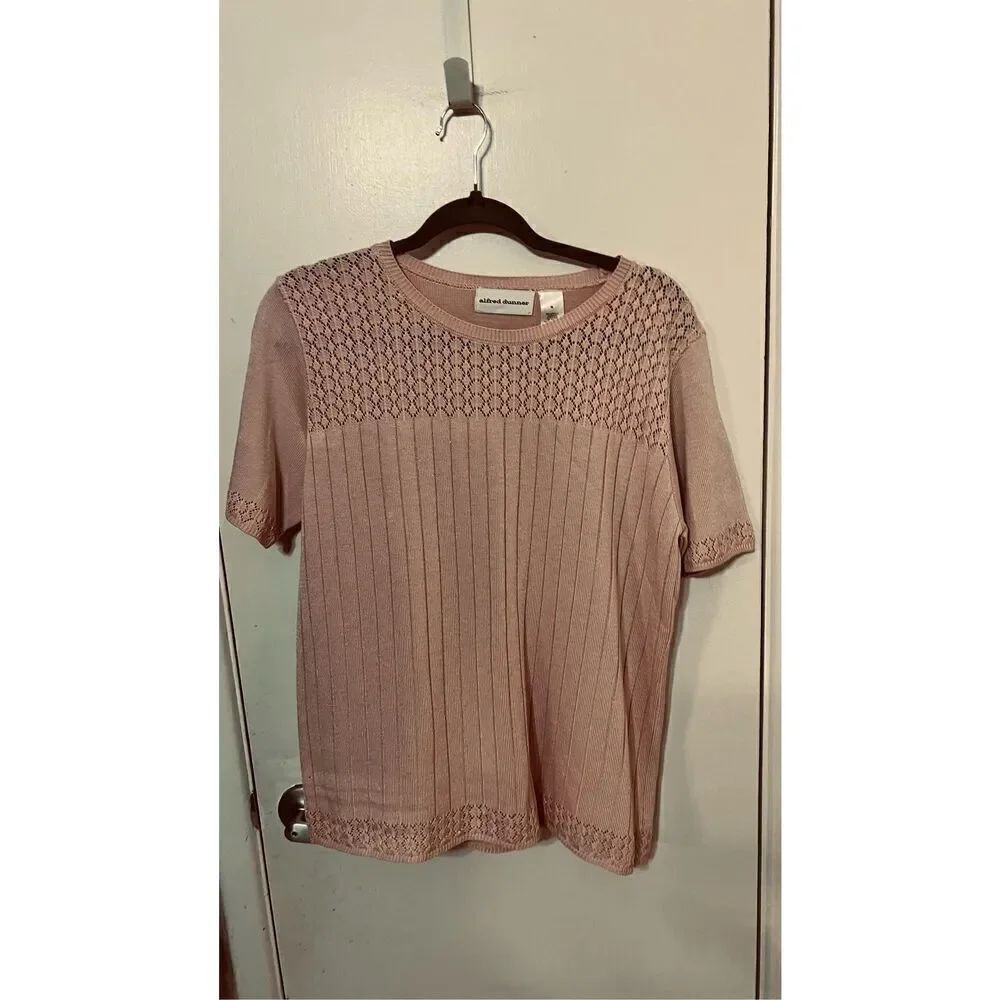 Alfred Dunner Pink Short Sleeve Sweater Size M